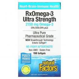 Natural Factors, Ultra Strength RxOmega-3, 150 желатиновых капсул Enteripure