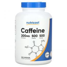 Nutricost, Кофеин, 200 мг, 500 капсул