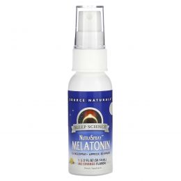 Source Naturals, Питательный мелатониновый спрей, вкус натурального апельсина, 2 жидких унции (59.14 мл)