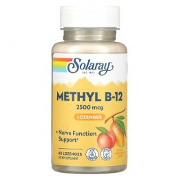 Solaray, Высокоэффективный метил с B-12, натуральное манго и персик, 2500 мкг, 60 пастилок