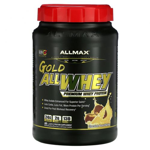 ALLMAX Nutrition, AllWhey Gold, 100% Whey Protein + Premium Whey Protein Isolate, Chocolate Peanut Butter, 2 lbs (907 g)