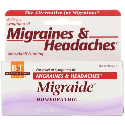 Boericke & Tafel, Migraide, формула максимальной силы от головной боли 40 таблеток