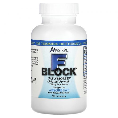 Absolute Nutrition, FBlock, оригинальная рецептура, абсорбент жира, 90 капсул