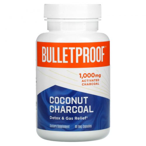 BulletProof, кокосовый уголь, средство для выведения токсинов и газов, 1000 мг, 90 вегетарианских капсул