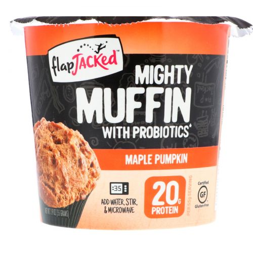 FlapJacked, Mighty Muffin (мощный кекс), с пробиотиками, кленовая тыква, 1,94 унции (55 г)