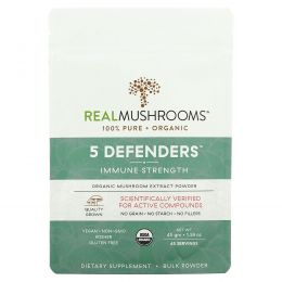 Real Mushrooms, Organic, 5 Defenders, укрепление иммунитета, 45 г (1,59 унции)