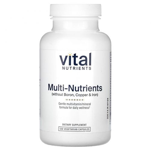 Vital Nutrients, мультипитательные вещества без бора, меди и железа, 120 вегетарианских капсул