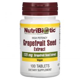 NutriBiotic, Семена грейпфрута, экстракт 125 мг, 100 таблеток