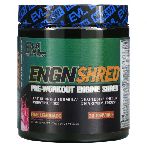 EVLution Nutrition, ENGN Shred, Pre-Workout Shred Engine, Pink Lemonade, 7.5 oz (213 g)