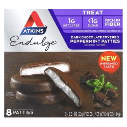 Atkins, Endulge, мятные пирожки в темном шоколаде, 8 пирожков, 23 г (0,81 унции)