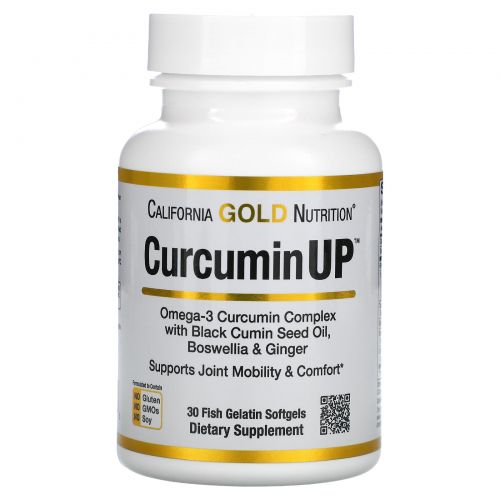 California Gold Nutrition, CurcuminUP, комплексная добавка с омега-3 и куркумином, для поддержания здоровой воспалительной реакции, 30 капсул