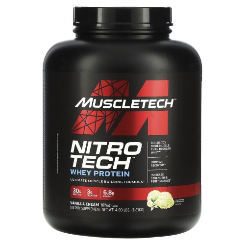 Muscletech, Nitro-Tech, производительная серия, со вкусом ванили, 4 фунта (1.8 кг)