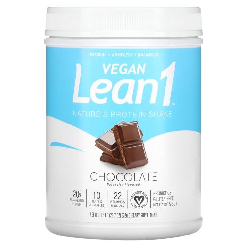 Lean1, Nature's Protein Shake, протеиновый коктейль, шоколадный вкус, 672 г (1,5 фунта)