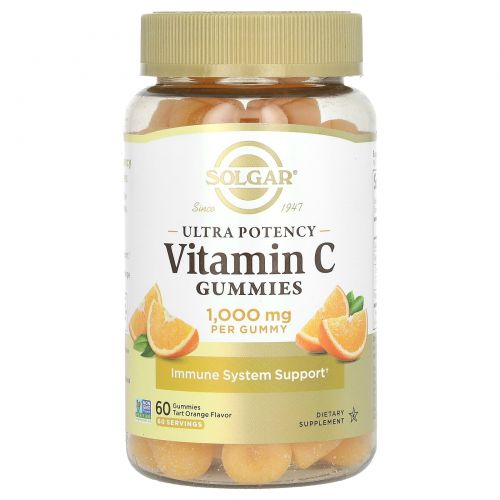 Solgar, жевательные таблетки с витамином C, со вкусом апельсина, 1000 мг, 60 жевательных таблеток
