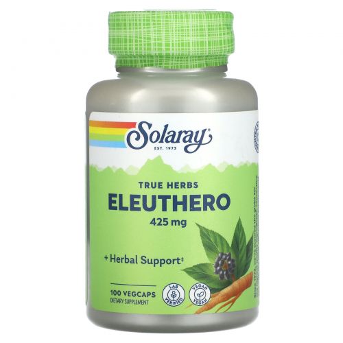 Solaray, True Herbs, Eleuthero, 425 мг, 100 вегетарианских капсул