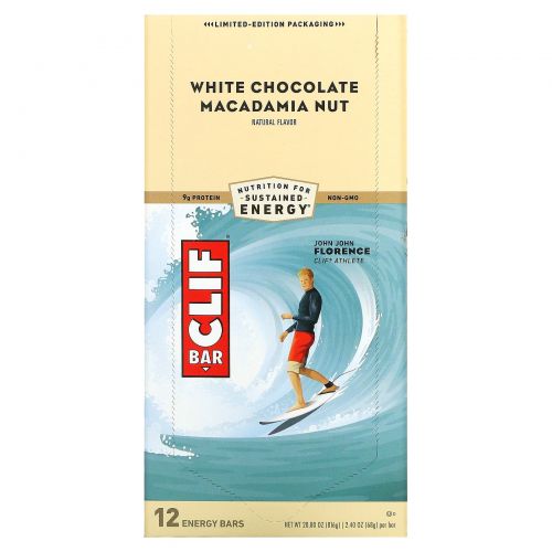 Clif Bar, Energy Bar, White Chocolate Macadamia Nut, 12 Bars, 2.4 oz (68 g) Each