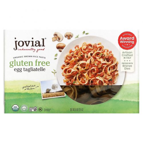 Jovial, 100% Organic Brown Rice Gluten Free Pasta, Egg Tagliatelle, 9 oz (255 g)