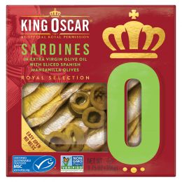 King Oscar, Sardines In Extra Virgin Olive Oil With Sliced Spanish Manzanilla Olives, 3.75 oz ( 106 g)