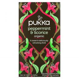 Pukka Herbs, Травяной чай с мятой и солодкой, без кофеина, 20 пакетиков, 1,05 унции (30 г)