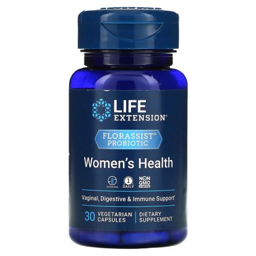 Life Extension, FLORASSIST, пробиотик, для здоровья женщин, 30 вегетарианских капсул