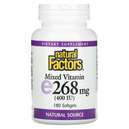 Natural Factors, Комплекс витамина Е, 400 МЕ, 180 желатиновых капсул