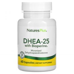 Nature's Plus, DHEA-25 с биоперином, 60 капсул на растительной основе