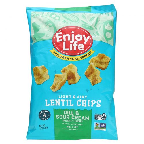 Enjoy Life Foods, Plentils,Lentil Chips, Dill & Sour Cream Flavor, 4 oz (113 g)