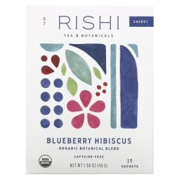 Rishi Tea, Organic Herbal Tea, Blueberry Hibiscus, 15 Tea Bags 1.69 oz (48 g)