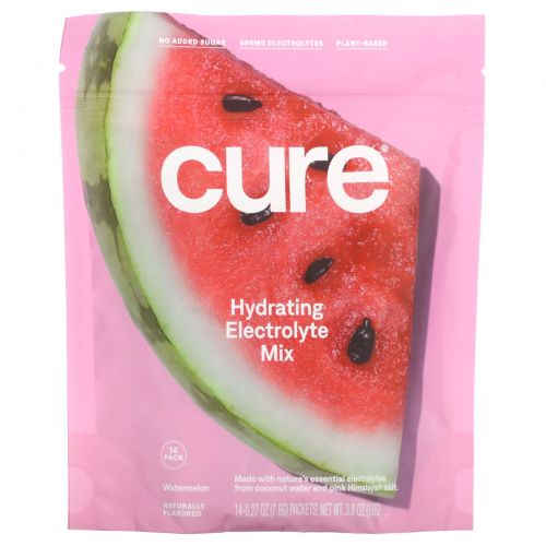 Cure Hydration, смесь электролитов для гидратации, арбуз, 14 пакетиков по 7,6 г (0,27 унции) каждый