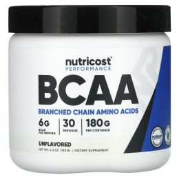 Nutricost, Performance, BCAA, без добавок, 180 г (6,3 унции)