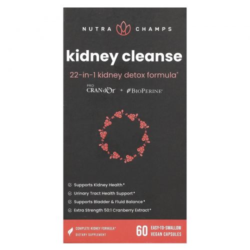 NutraChamps, Kidney Cleanse, 60 веганских капсул, которые легко глотать