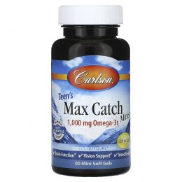 Carlson Labs, Teen's Max Catch Minis, 1,000 mg, 60 Mini Soft Gels