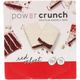 BNRG, Протеиновый энергетический батончик Power Crunch, красный бархат, 12 батончиков, по 1,4 унции (40 г) каждый