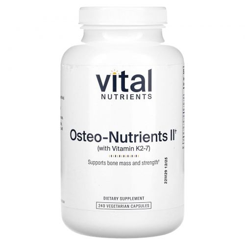 Vital Nutrients, Osteo-Nutrients II с витамином K2-7, 240 вегетарианских капсул