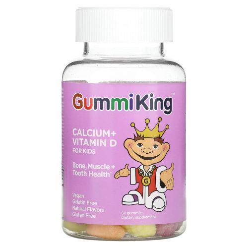 Gummi King, Кальций с витамином D для детей, 60 жевательных конфет