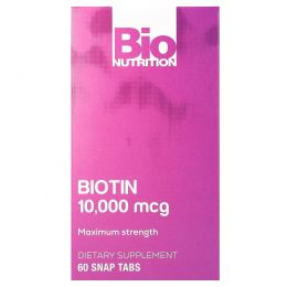 Bio Nutrition, Биотин, максимальная эффективность, 10 000 мкг, 60 таблеток