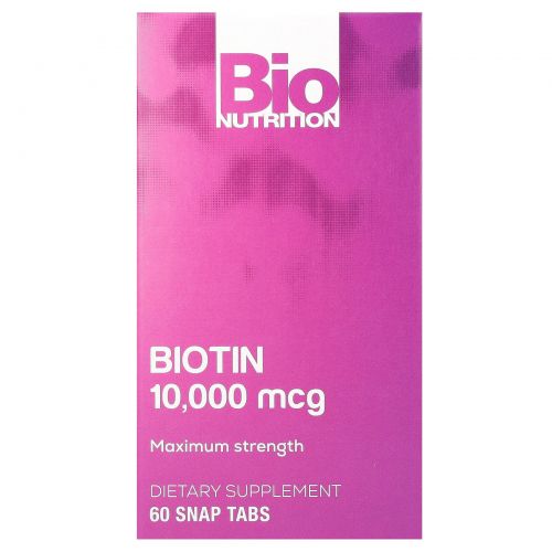 Bio Nutrition, Биотин, максимальная эффективность, 10 000 мкг, 60 таблеток