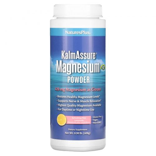 Nature's Plus, Kalmassure, Порошок Цитрата Магния, Розовый Лимонад, 400 мг, 0,90 фунта (408 г)