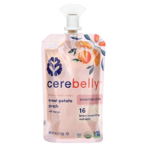 Cerebelly, Органическое детское пюре, смузи, батат и персик с манго, 113 г (4 унции)