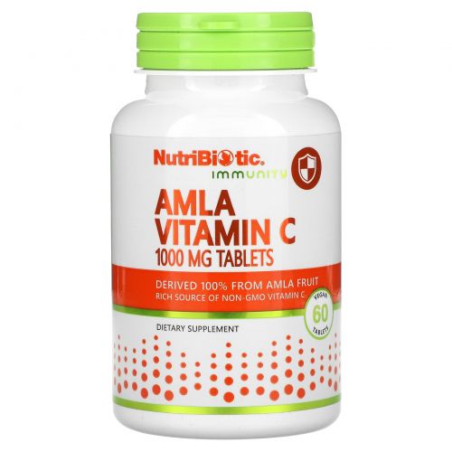 NutriBiotic, Immunity, витамин C амла, 1000 мг, 60 веганских таблеток