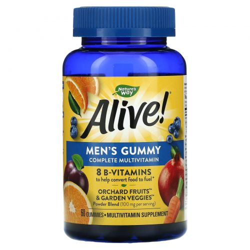 Nature's Way, Alive! Men's Gummy Vitamins, Great Fruit Flavors, 60 Gummies