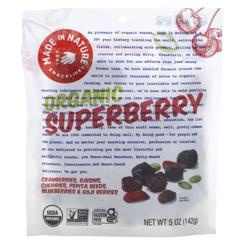 Made in Nature, Органический фруктовый Fusion Superberry Blast Supersnacks, 5 унций (142 г)