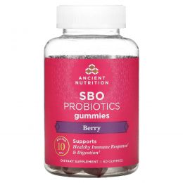 Dr. Axe / Ancient Nutrition, SBO Probiotics, жевательные мармеладки, ягодные, 5 млрд КОЕ, 60 жевательных таблеток