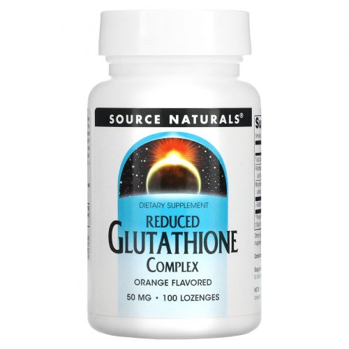 Source Naturals, Восстановленный глутатион, подъязычный комплекс, с вкусом апельсина, 50 мг, 100 таблеток