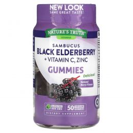 Nature's Truth, Sambucus Black Elderberry Plus Vitamin C & Zinc, 50 Vegan Gummies