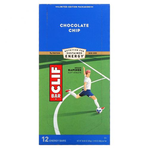 Clif Bar, Energy Bar, Chocolate Chip, 12 Bars, 2.4 oz (68 g) Each