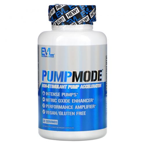 EVLution Nutrition, PumpMode, Pump Accelerator без стимуляторов, 60 растительных капсул