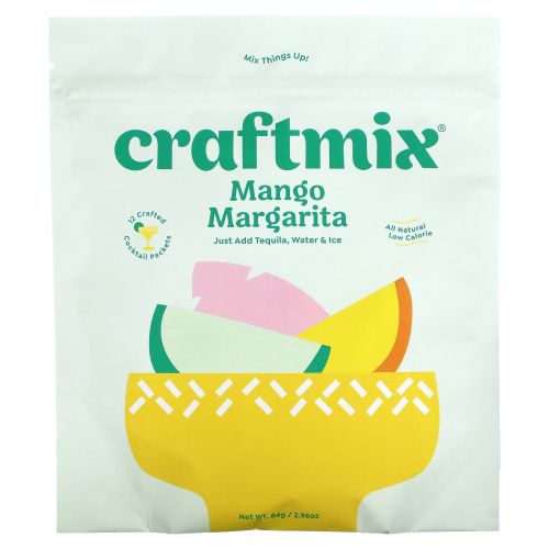 Craftmix, Пакетики для коктейлей, манго и маргарита, 12 пакетиков, 84 г (2,96 унции)