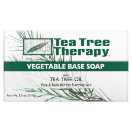 Tea Tree Therapy, Мыло на растительной основе с маслом чайного дерева, брусок, 3.9 унций (110 г)