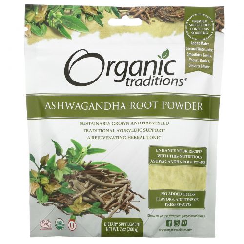 Organic Traditions, Порошок из корня ашваганды, 200 г (7 унций)